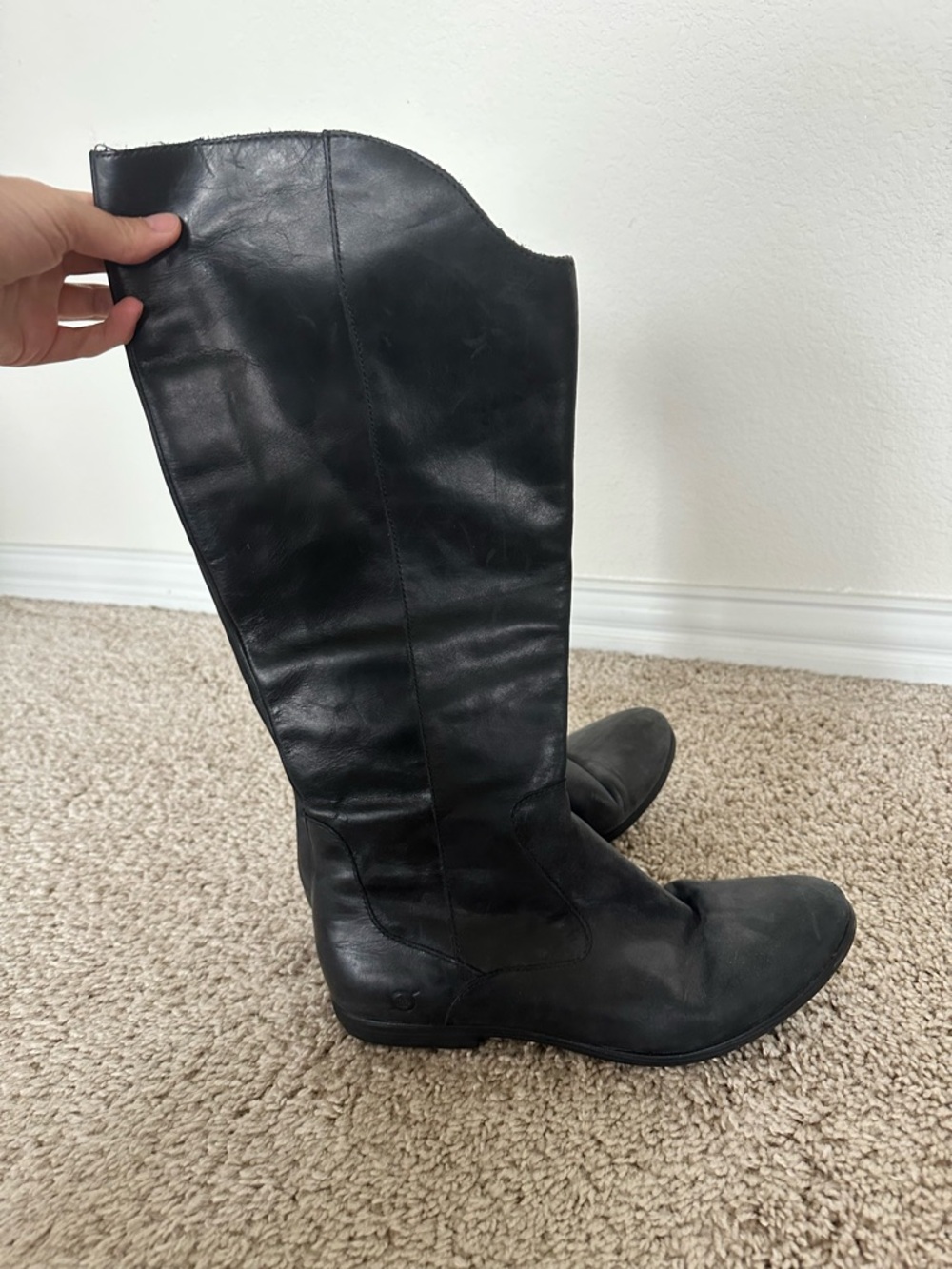 Classic Black Leather Knee-High Women's Boots